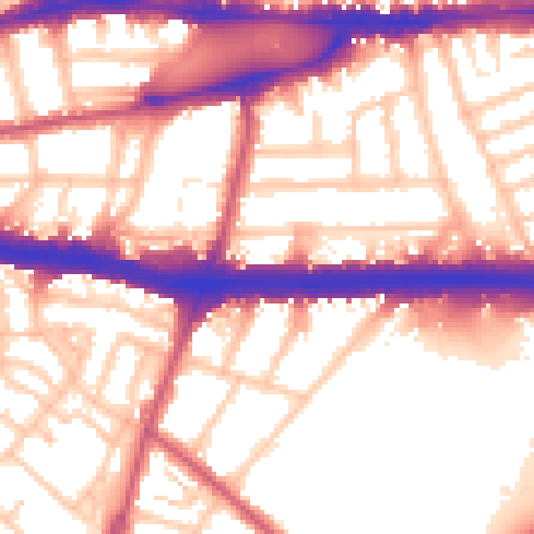 Daytime road noise heatmap for W4 4QL