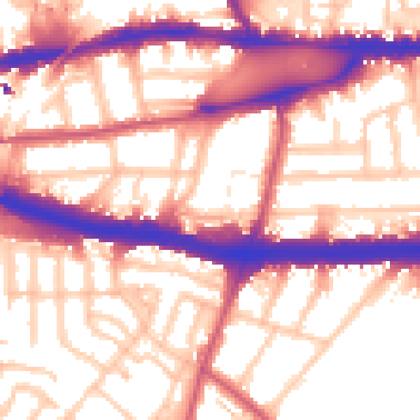 Daytime road noise heatmap for W4 4QX