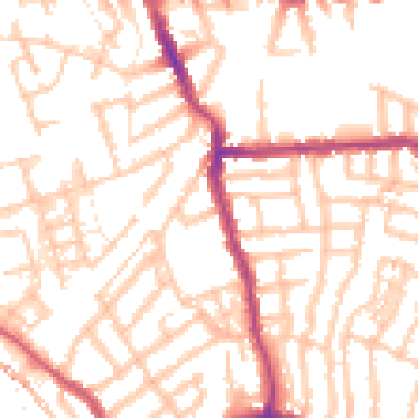 Daytime road noise heatmap for W4 5AQ