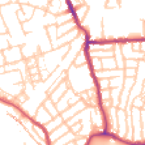 Daytime road noise heatmap for W4 5BT