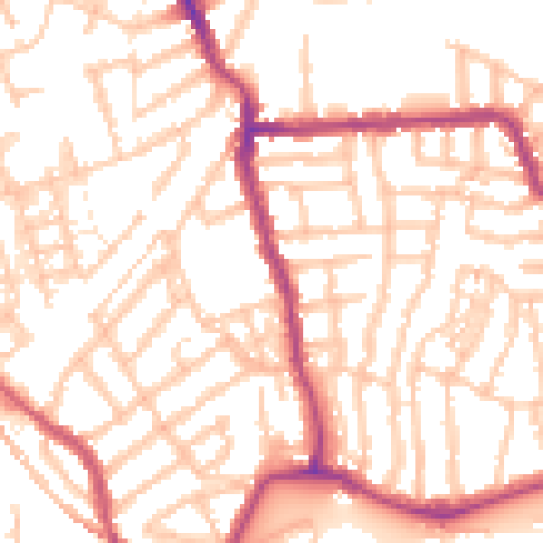 Daytime road noise heatmap for W4 5DL