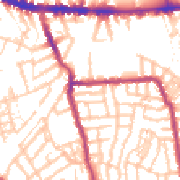 Daytime road noise heatmap for W4 5DU