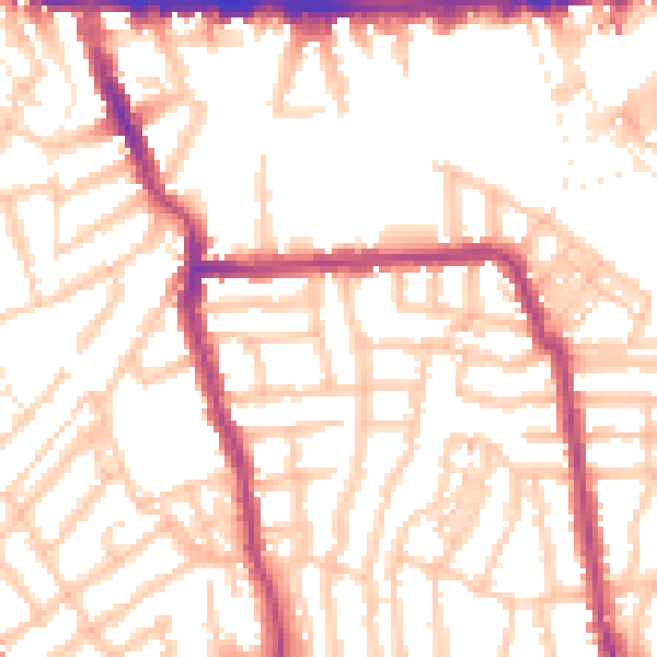Daytime road noise heatmap for W4 5DY