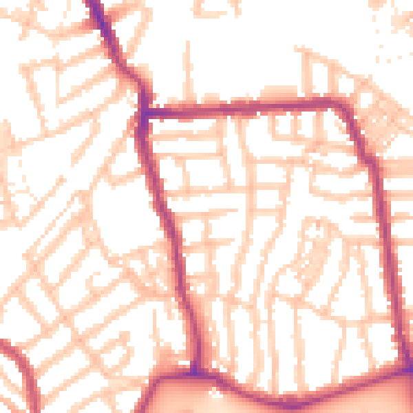 Daytime road noise heatmap for W4 5JE