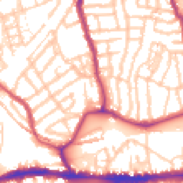 Daytime road noise heatmap for W4 5JN