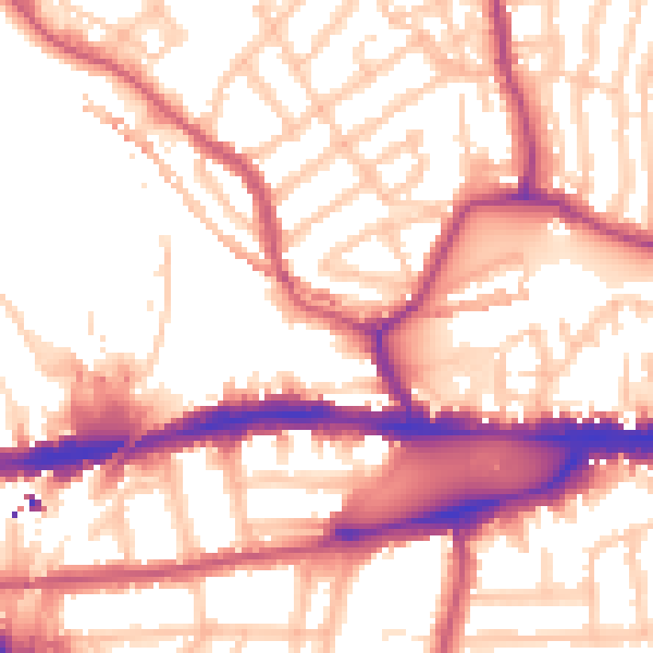 Daytime road noise heatmap for W4 5LE