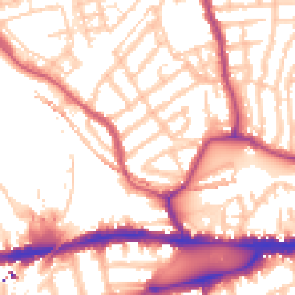 Daytime road noise heatmap for W4 5LZ