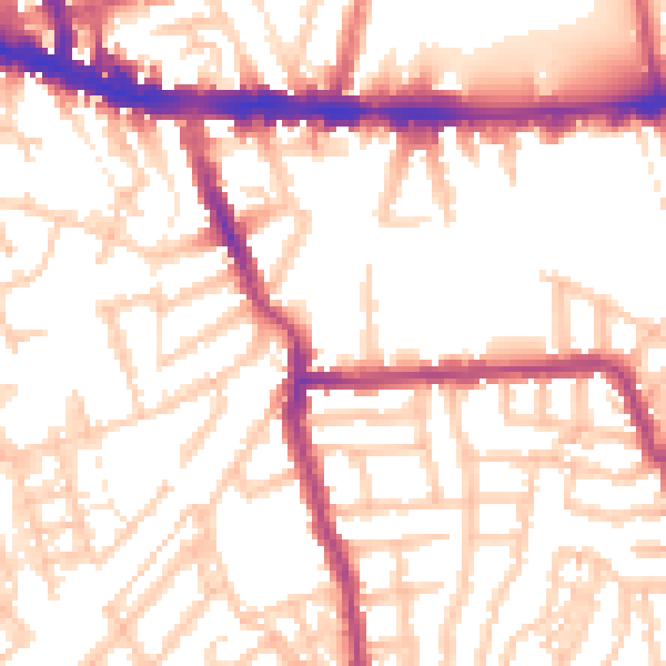 Daytime road noise heatmap for W4 5NN