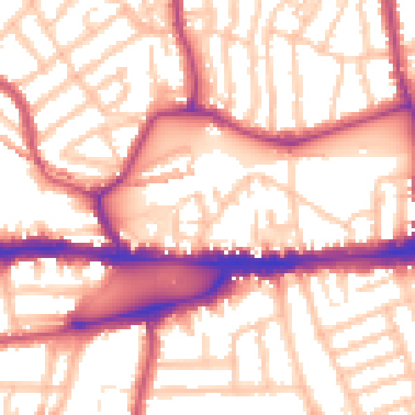 Daytime road noise heatmap for W4 5UW