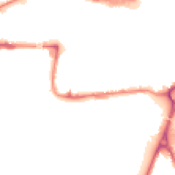 Night-time road noise heatmap for WA1 1AF