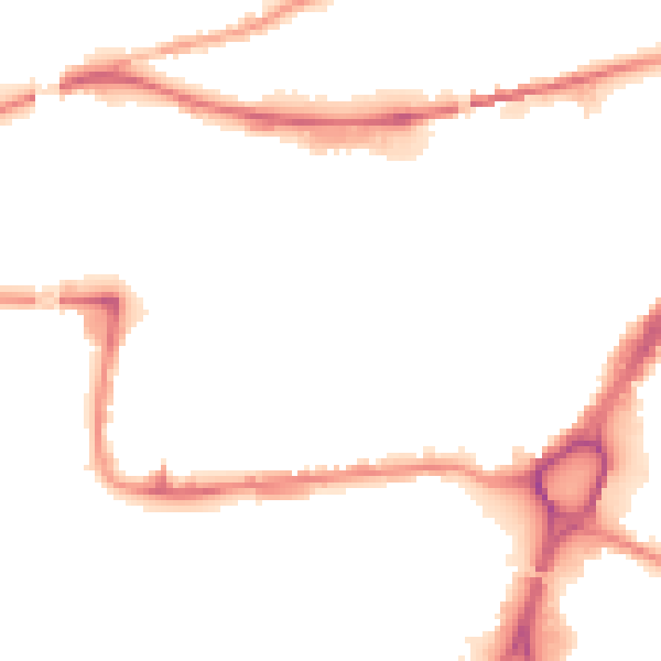 Night-time road noise heatmap for WA1 1AN