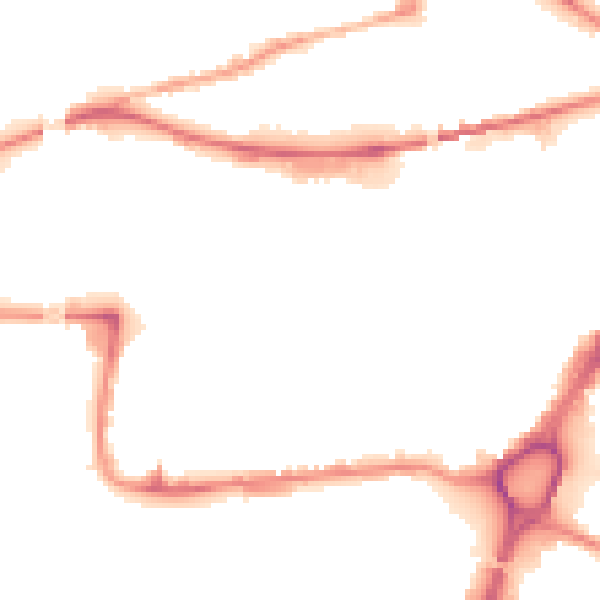 Night-time road noise heatmap for WA1 1AP