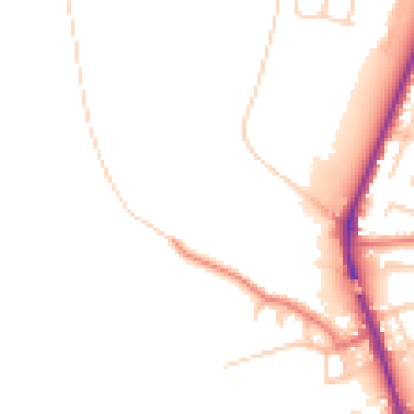 Daytime road noise heatmap for WA1 1AT