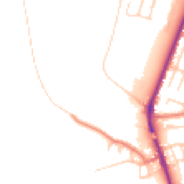 Daytime road noise heatmap for WA1 1AU