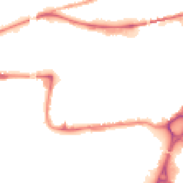 Night-time road noise heatmap for WA1 1BB