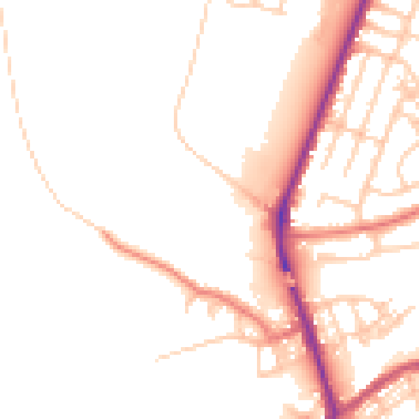 Daytime road noise heatmap for WA1 1BF