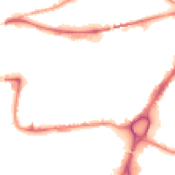 Night-time road noise heatmap for WA1 1DN