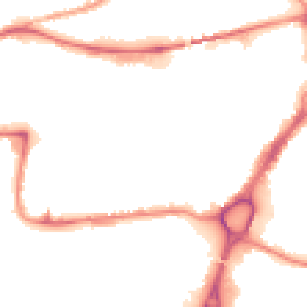 Night-time road noise heatmap for WA1 1DY