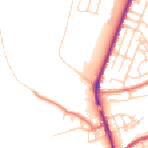 Daytime road noise heatmap for WA1 1EA