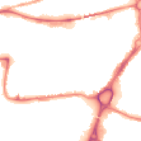 Night-time road noise heatmap for WA1 1ED