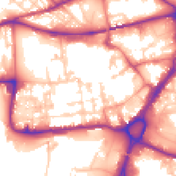 Daytime road noise heatmap for WA1 1EE