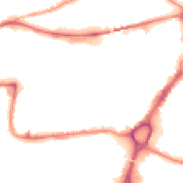 Night-time road noise heatmap for WA1 1EE