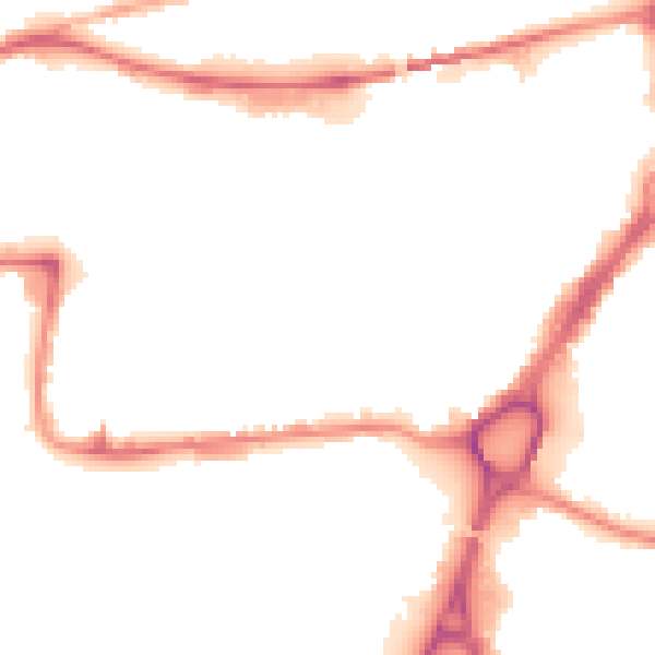 Night-time road noise heatmap for WA1 1EF