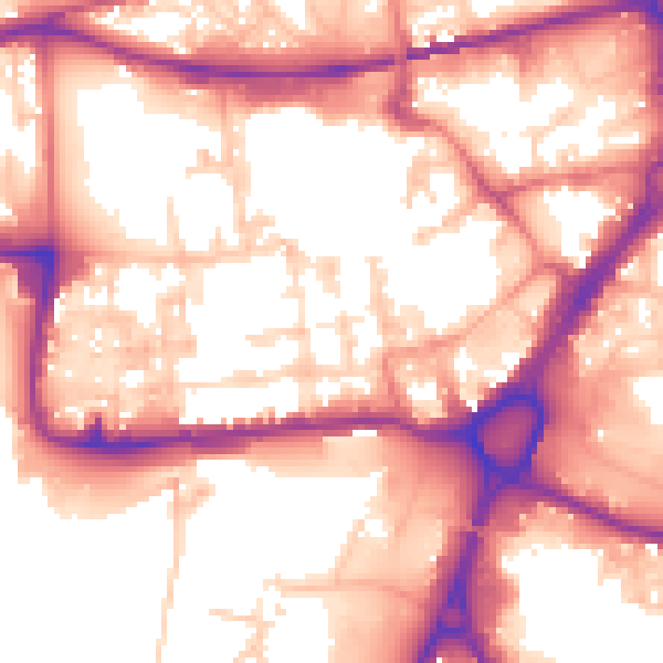 Daytime road noise heatmap for WA1 1EG