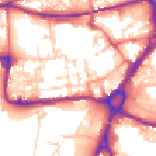Daytime road noise heatmap for WA1 1EH
