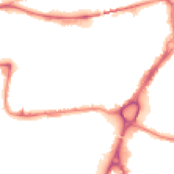 Night-time road noise heatmap for WA1 1EH