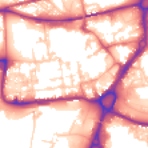 Daytime road noise heatmap for WA1 1EJ