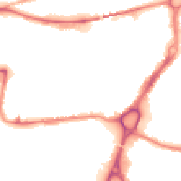 Night-time road noise heatmap for WA1 1EN