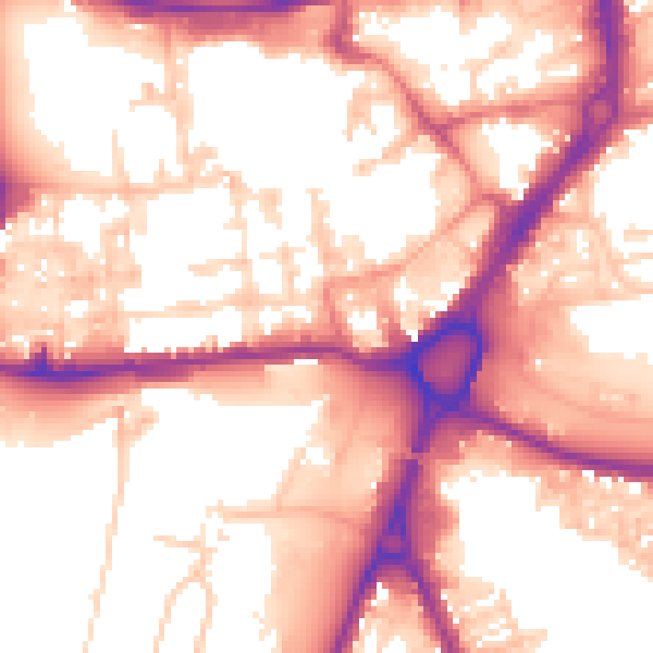 Daytime road noise heatmap for WA1 1EY
