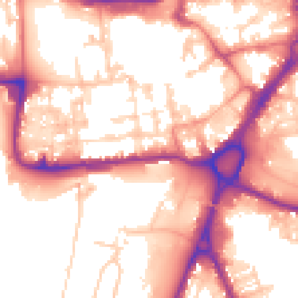Daytime road noise heatmap for WA1 1EZ