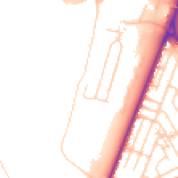 Daytime road noise heatmap for WA1 1GG