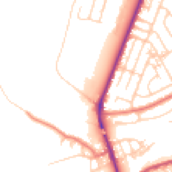 Daytime road noise heatmap for WA1 1GJ