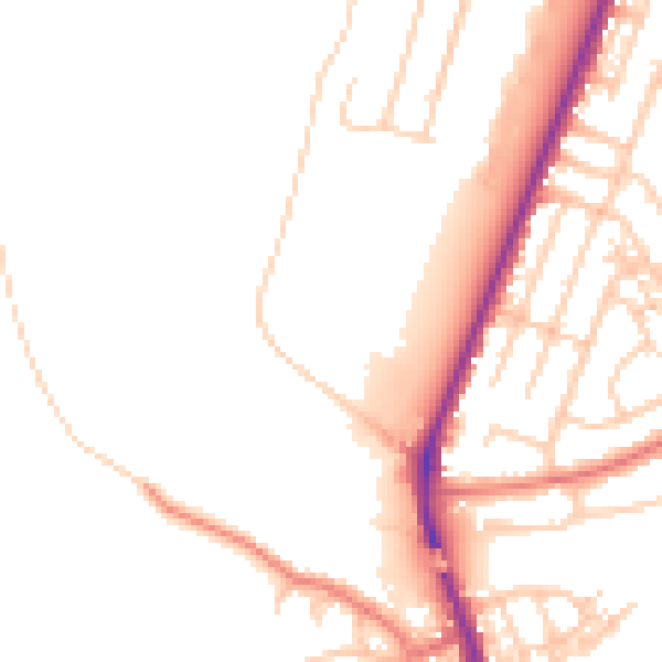 Daytime road noise heatmap for WA1 1GN