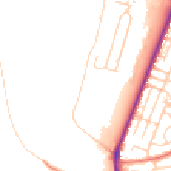 Daytime road noise heatmap for WA1 1GT
