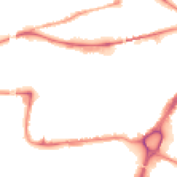 Night-time road noise heatmap for WA1 1GX