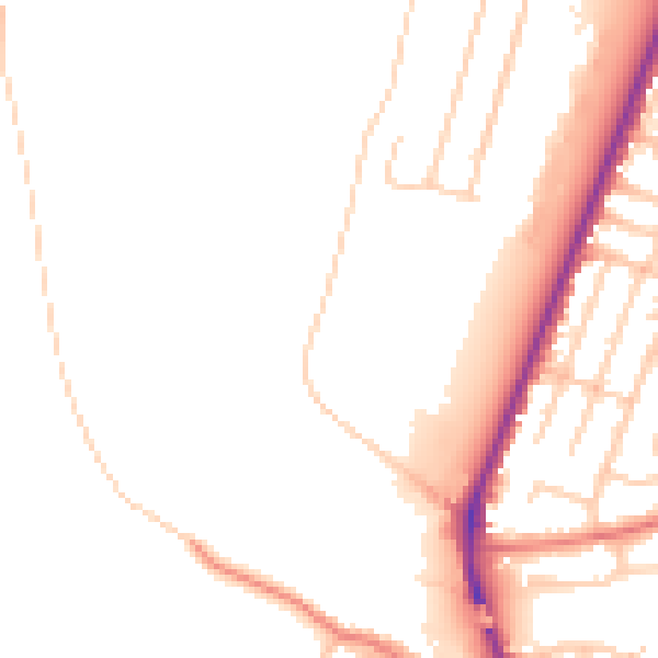 Daytime road noise heatmap for WA1 1GY