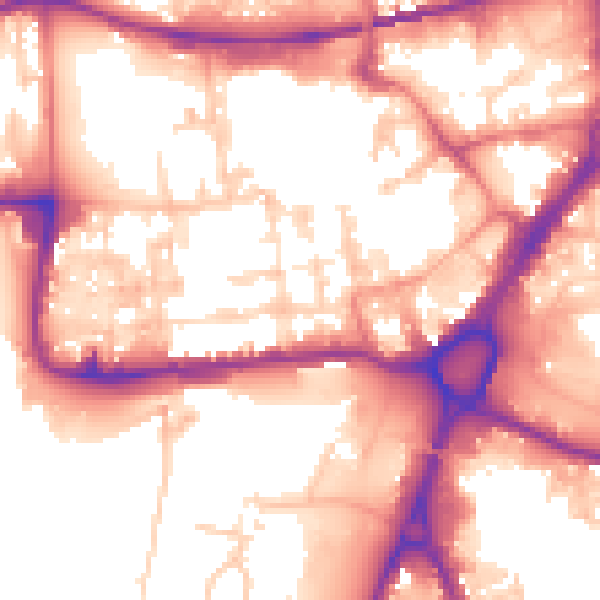 Daytime road noise heatmap for WA1 1HE