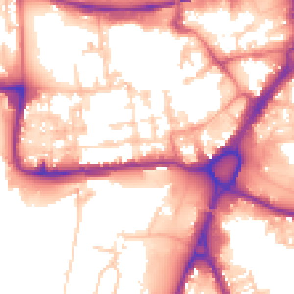 Daytime road noise heatmap for WA1 1HG