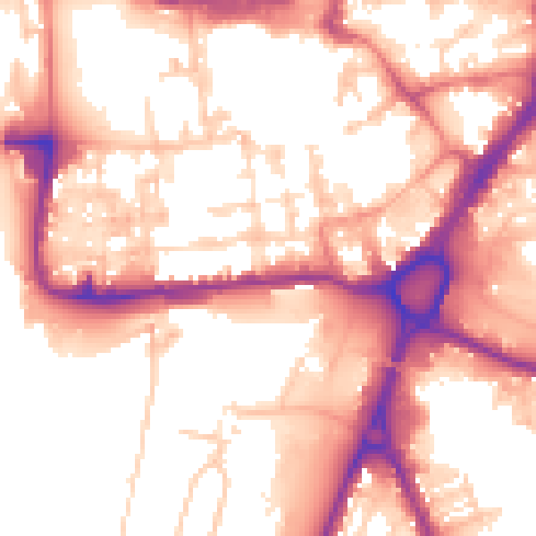 Daytime road noise heatmap for WA1 1HL