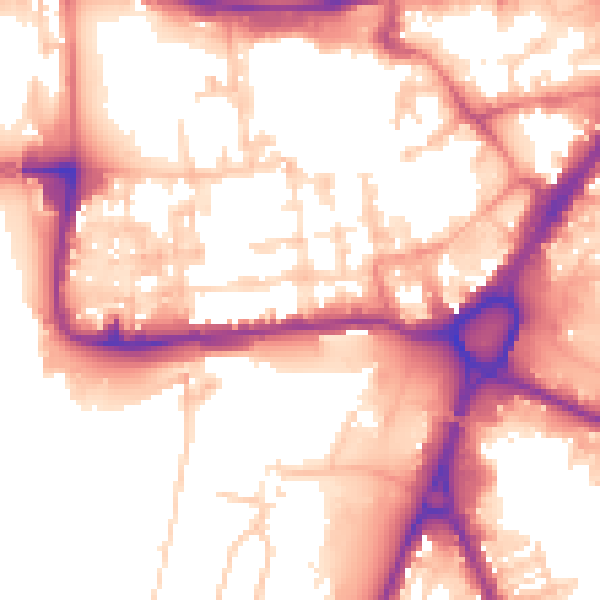 Daytime road noise heatmap for WA1 1HP