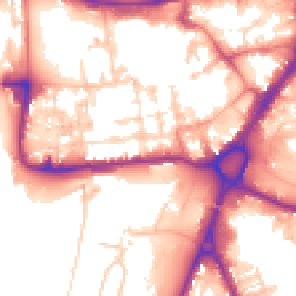 Daytime road noise heatmap for WA1 1HQ