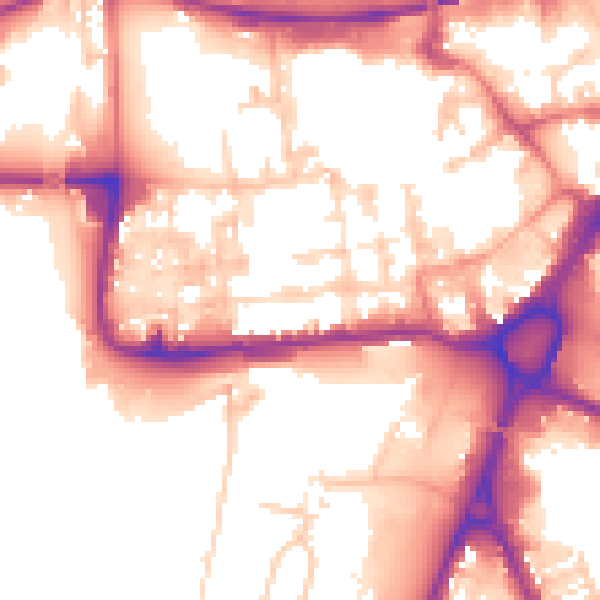 Daytime road noise heatmap for WA1 1HU