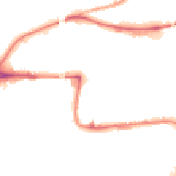 Night-time road noise heatmap for WA1 1NP