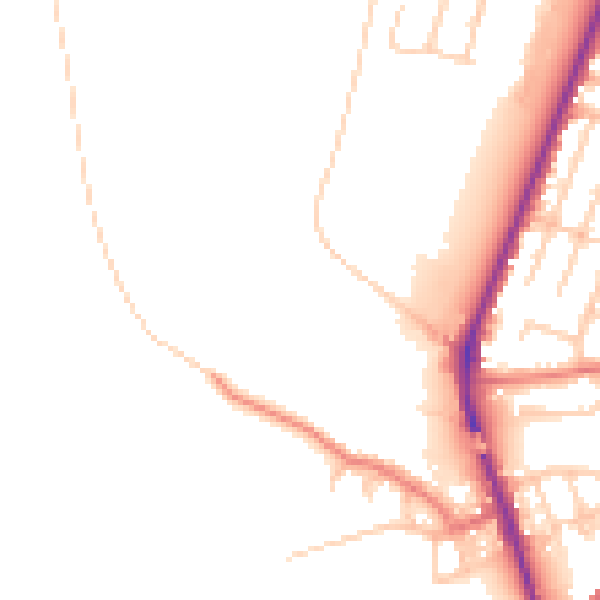 Daytime road noise heatmap for WA1 1NY