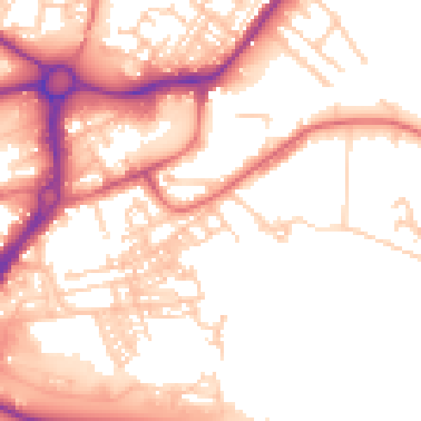 Daytime road noise heatmap for WA1 2DE