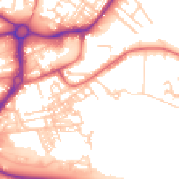 Daytime road noise heatmap for WA1 2DF
